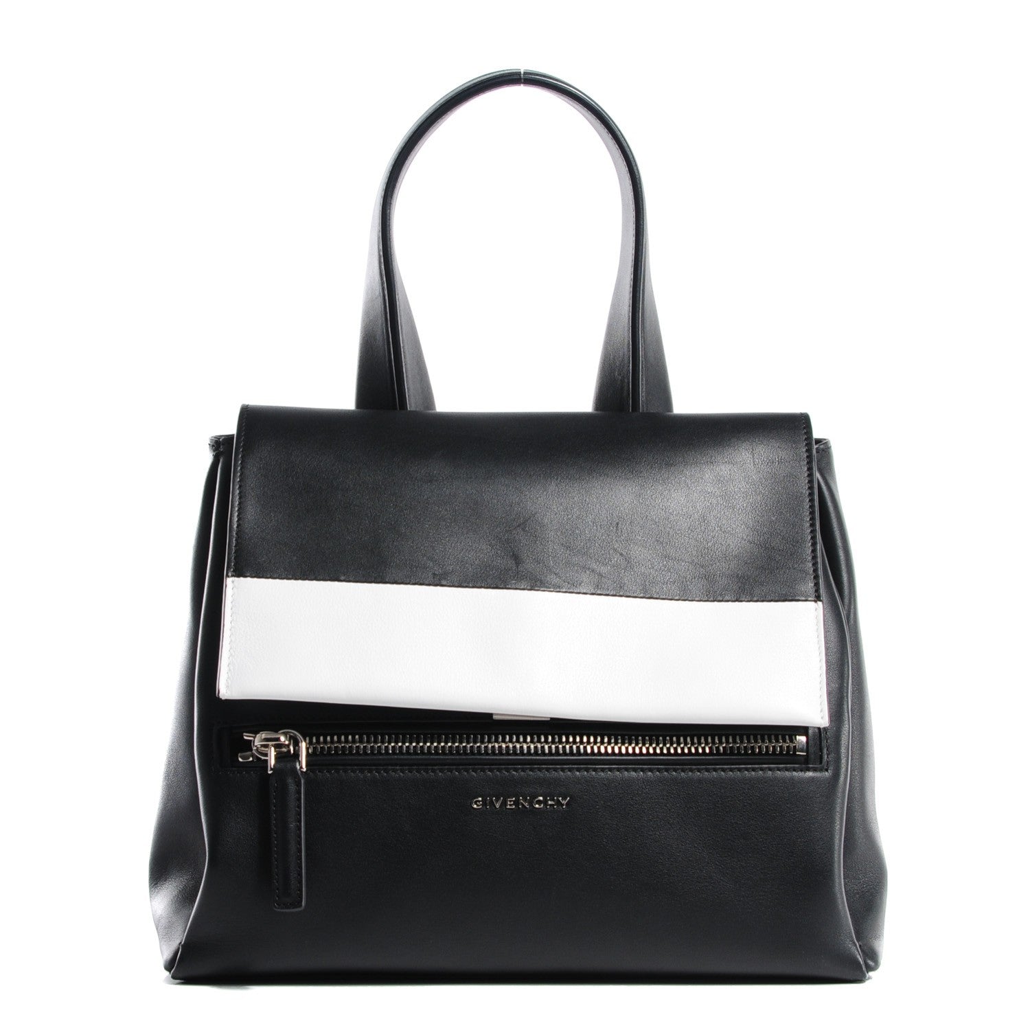 Givenchy Calfskin Medium Bi-Color Pandora Pure Flap Bag Black White 1 of 9