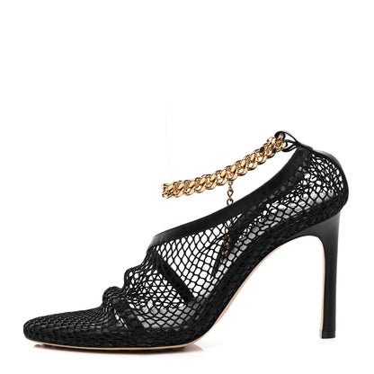 Bottega Veneta Mesh Calfskin Chain Stretch Pumps 39 Black 1 of 8