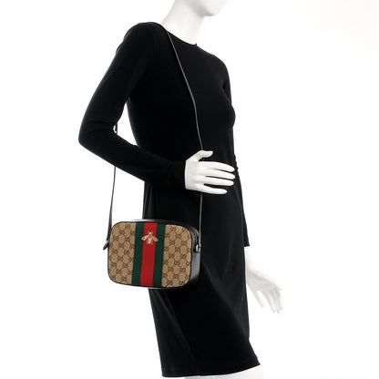Gucci GG Supreme Monogram Web Small Webby Bee Shoulder Bag Dark Brown 2 of 9
