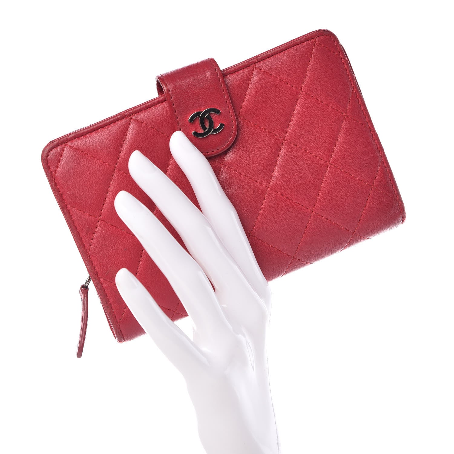 Chanel Lambskin Quilted Zipped Pocket Wallet Fuchsia 2 of 13