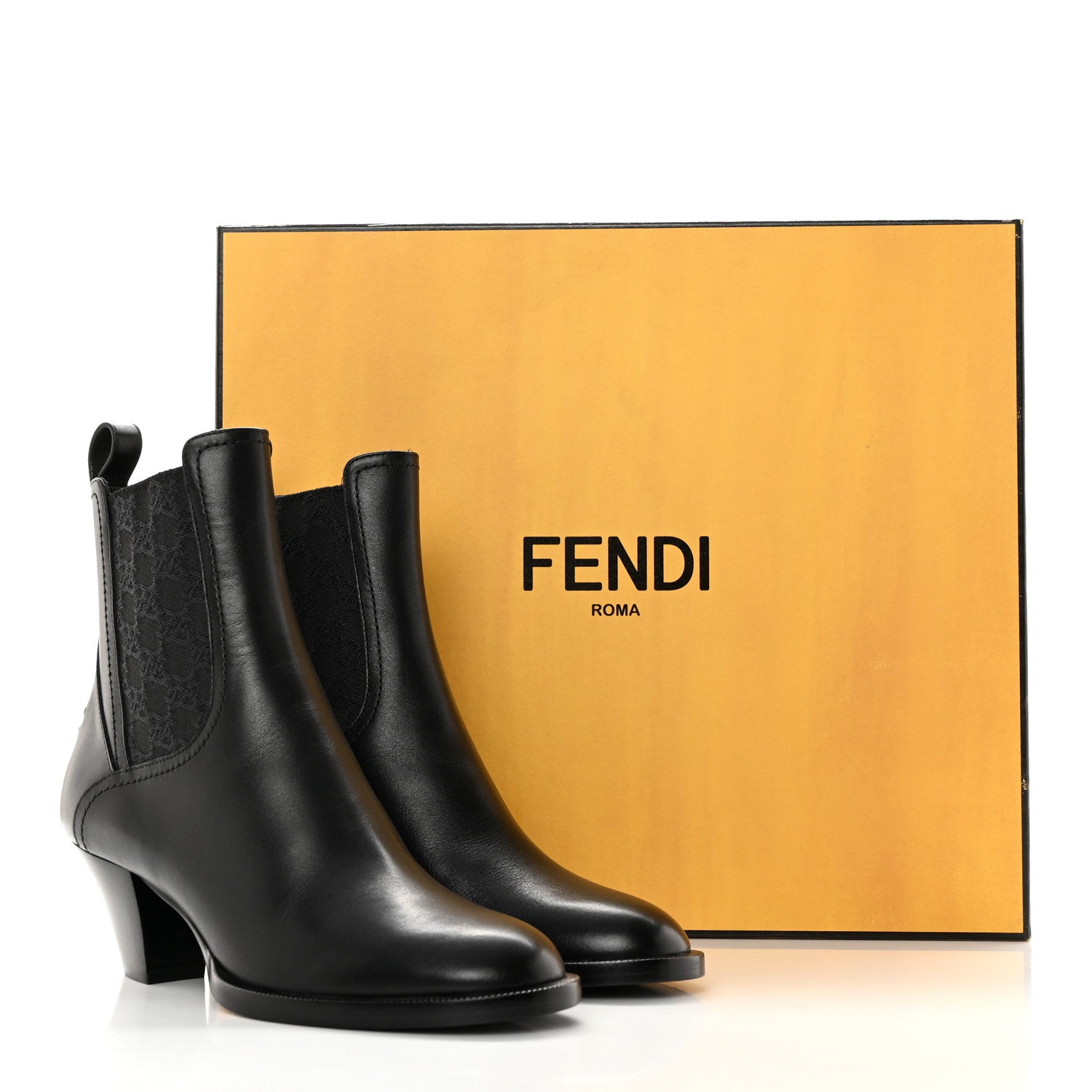 Fendi Vitello Karligraphy Embossed Ankle Boots 38.5 Black 15 of 15