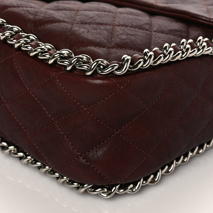 Chanel Washed Lambskin Quilted Chain Around Maxi Flap Dark Brown 9 of 10