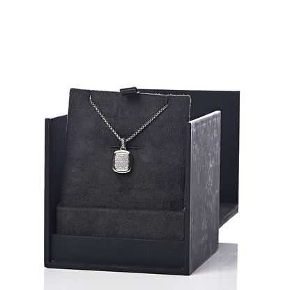 David Yurman Sterling Silver 18K Yellow Gold Diamond Noblesse Pendant Necklace 5 of 5