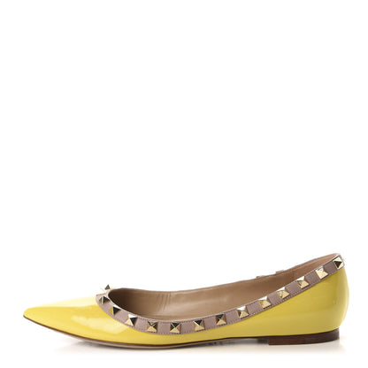 Valentino Garavani Patent Rockstud Ballerina Flats 37 Naples Yellow Poudre 1 of 15