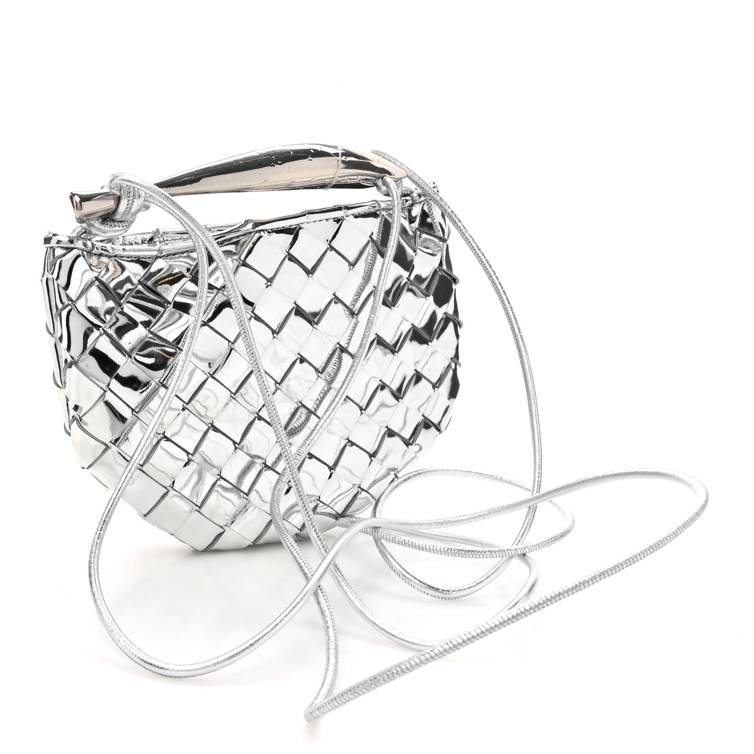 Bottega Veneta Mirror Laminated Nappa Intrecciato Sardine Bag Silver Silver 2 of 8
