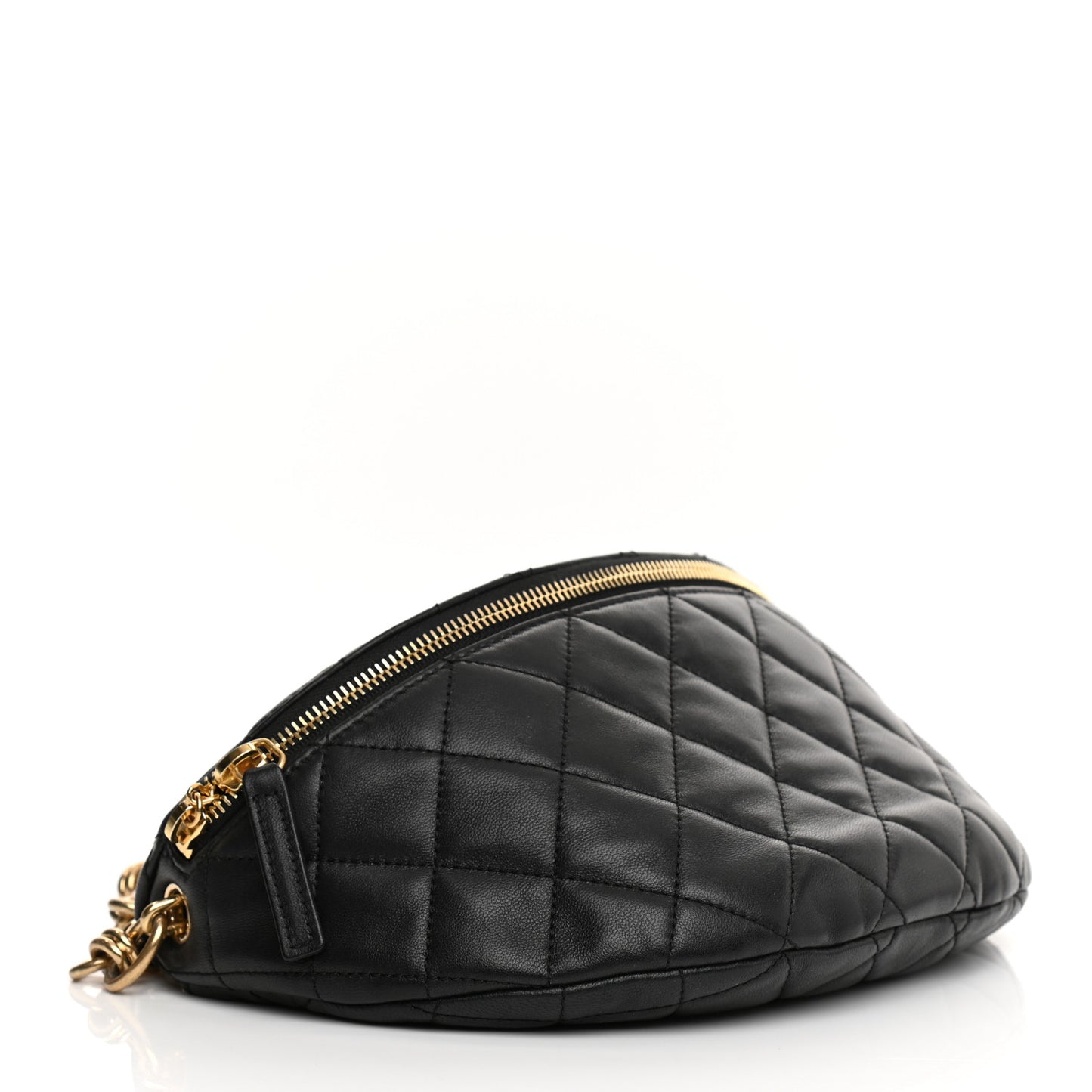 Lambskin Pearl Quilted CC Belt Bag Black
