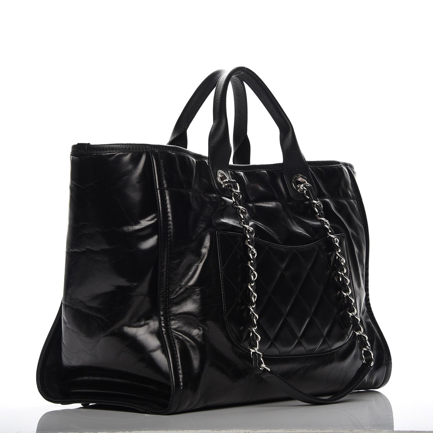 Chanel Glazed Calfskin Large Deauville Tote Black 4 of 8