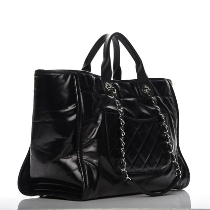 Chanel Glazed Calfskin Large Deauville Tote Black 4 of 8