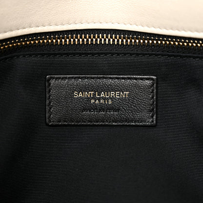 Saint Laurent Lambskin Quilted Medium Loulou Puffer Monogram Chain Satchel Blanc Vintage 7 of 12