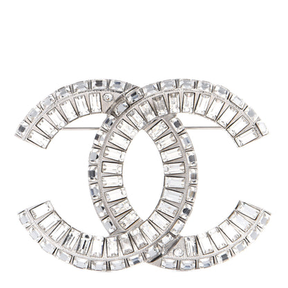 Chanel Baguette Crystal CC Brooch Silver 1 of 7