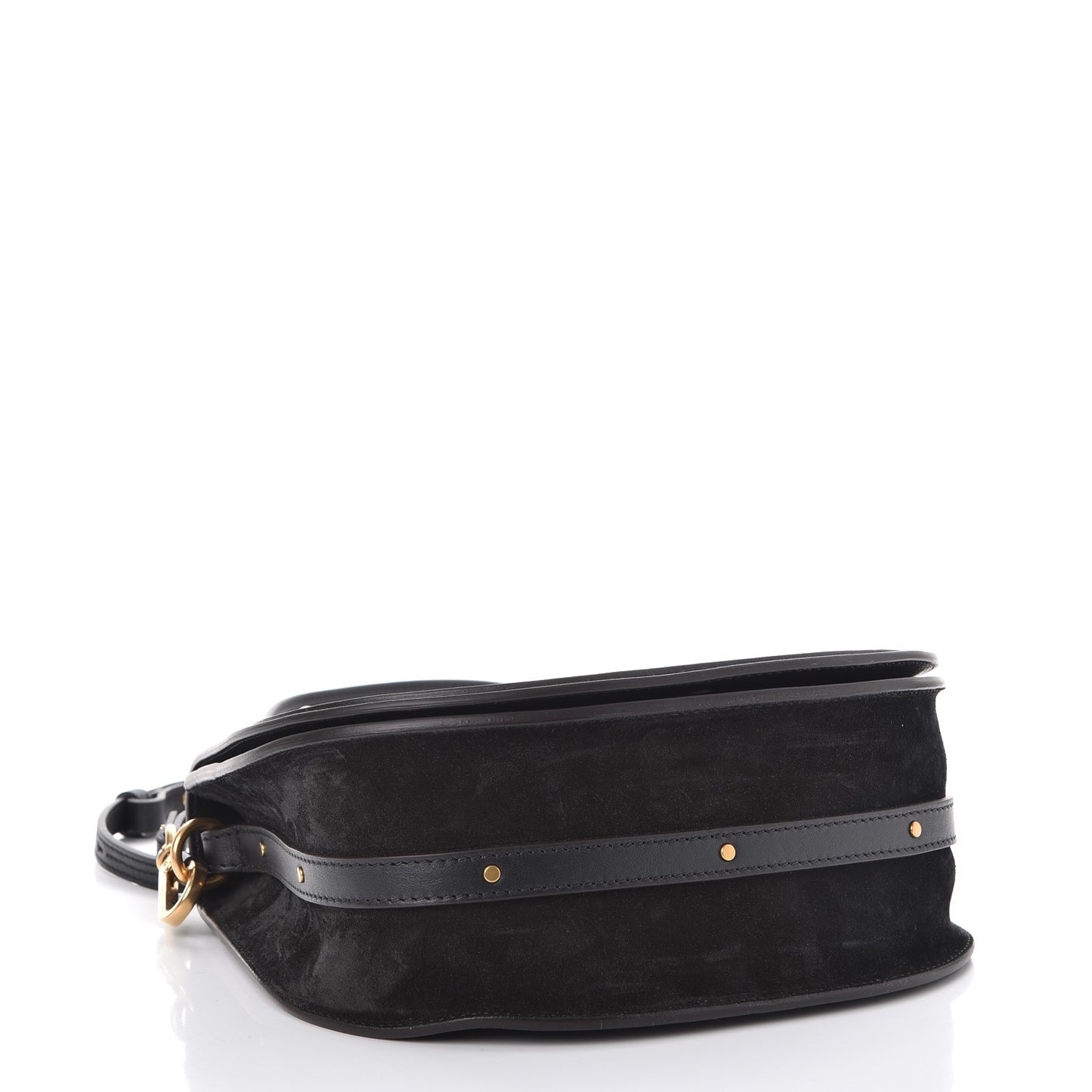 Calfskin Suede Medium Nile Bracelet Bag Black