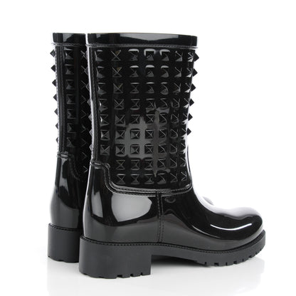 Valentino Garavani Rubber Rockstud Short Rainboots 39 Black 4 of 7