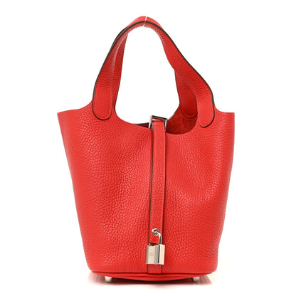 Hermes Taurillon Clemence Picotin Lock 18 PM Rouge De Coeur 1 of 10