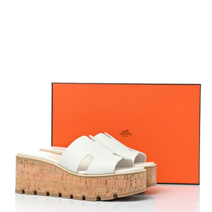 Hermes Calfskin Cork Eze 30 Sandals 38 White 10 of 10