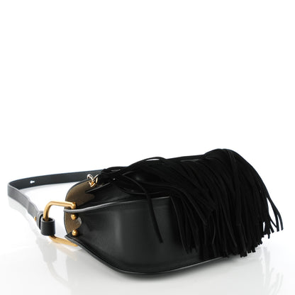 Chloe Calfskin Small Hudson Fringe Shoulder Bag Black 4 of 9