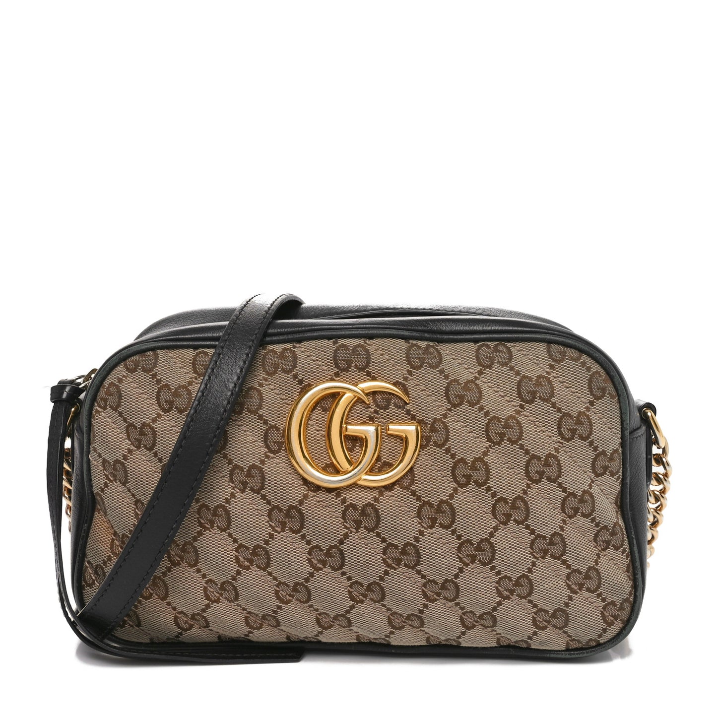 Monogram Matelasse Diagonal Small GG Marmont Chain Shoulder Bag Beige Black