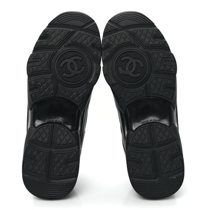 Chanel Lambskin Fabric CC Uniform Sneakers 38 Black 6 of 9