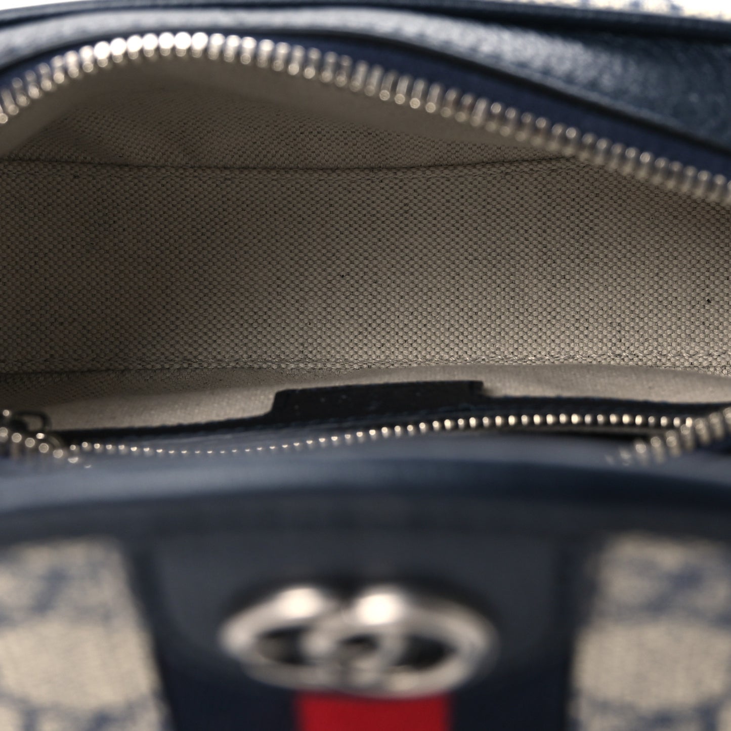 GG Supreme Monogram Textured Dollar Calfskin Mini Ophidia Flap Shoulder Bag Beige Blue