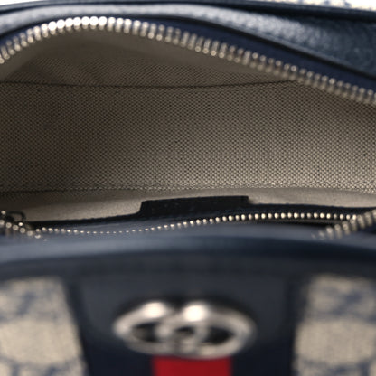 Gucci GG Supreme Monogram Textured Dollar Calfskin Mini Ophidia Flap Shoulder Bag Beige Blue 5 of 10