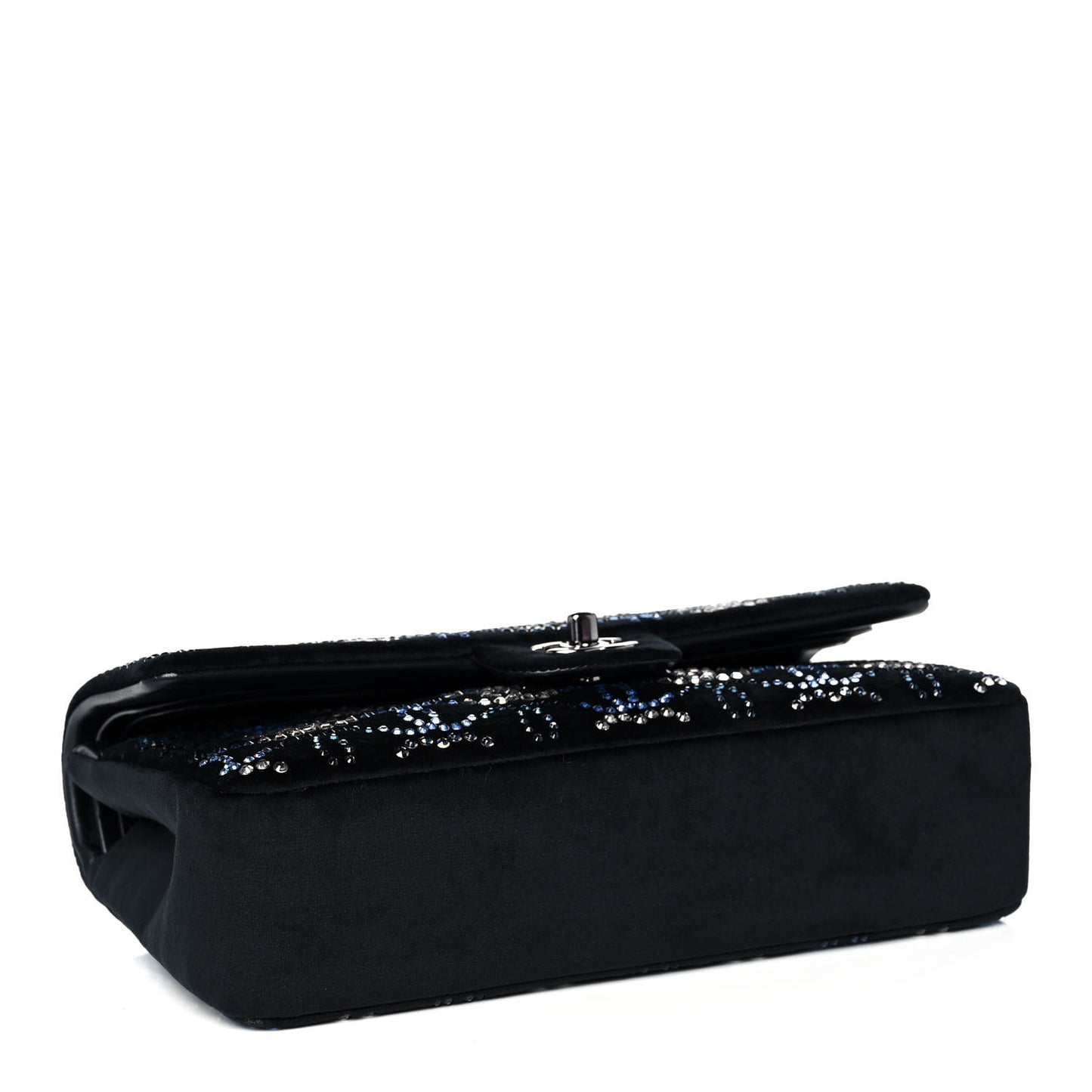 Velvet Crystal Medium Double Flap Black