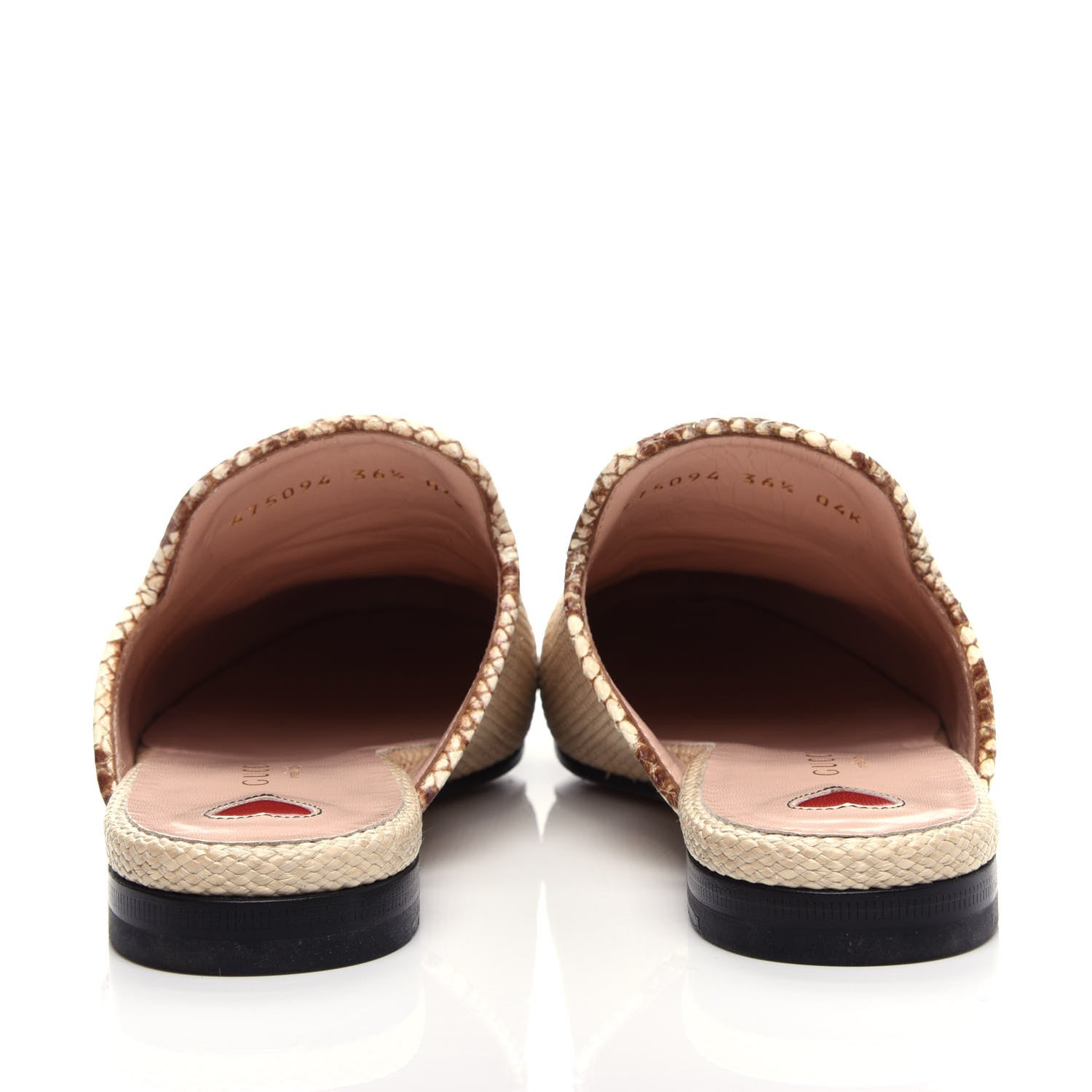 Gucci Straw Elaphe Womens Princetown Slippers 36.5 Natural Cream Brown 7 of 11