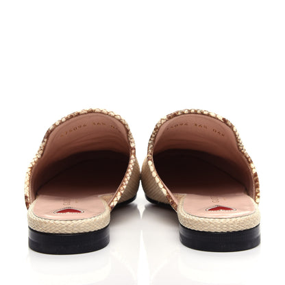 Gucci Straw Elaphe Womens Princetown Slippers 36.5 Natural Cream Brown 7 of 11