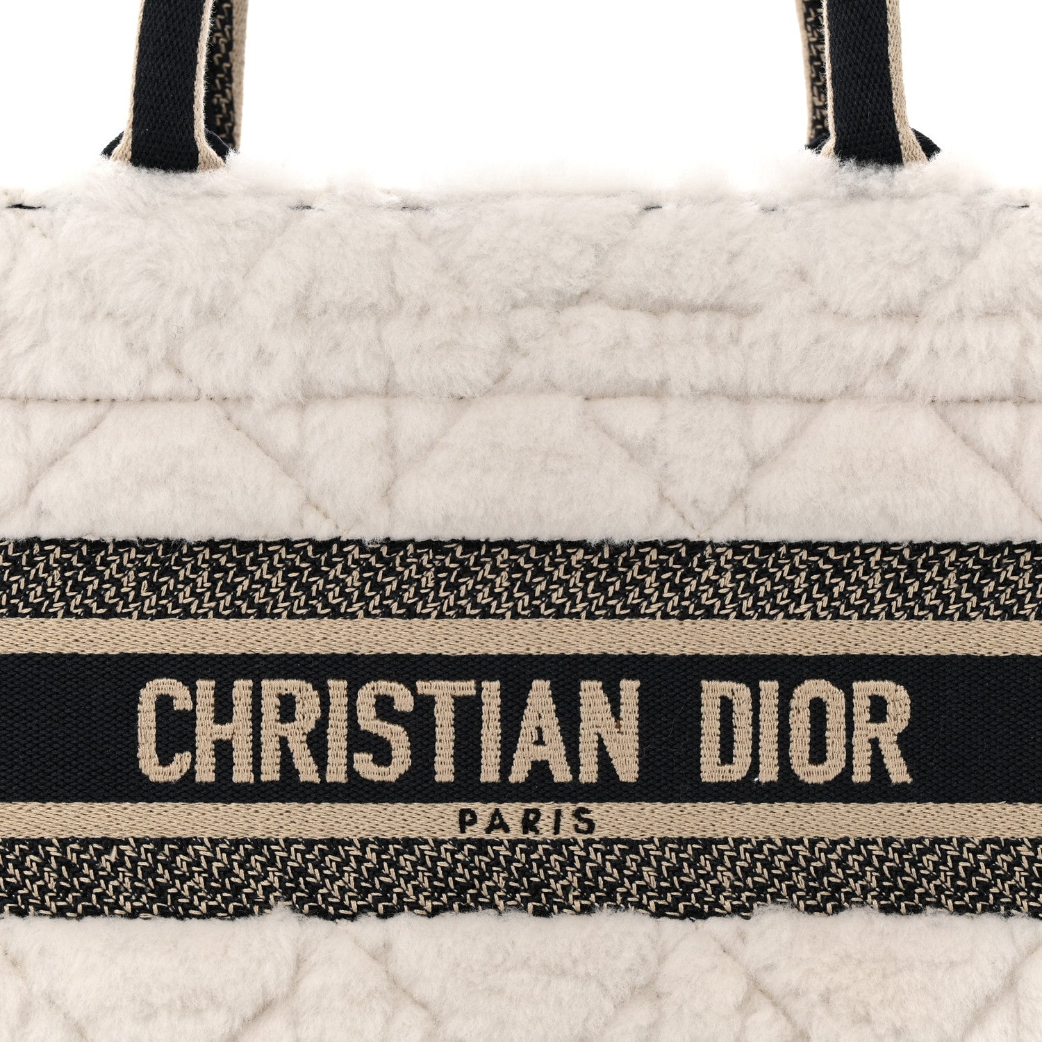 Christian Dior Shearling Cannage Small Book Tote Ecru Blue 7 of 14