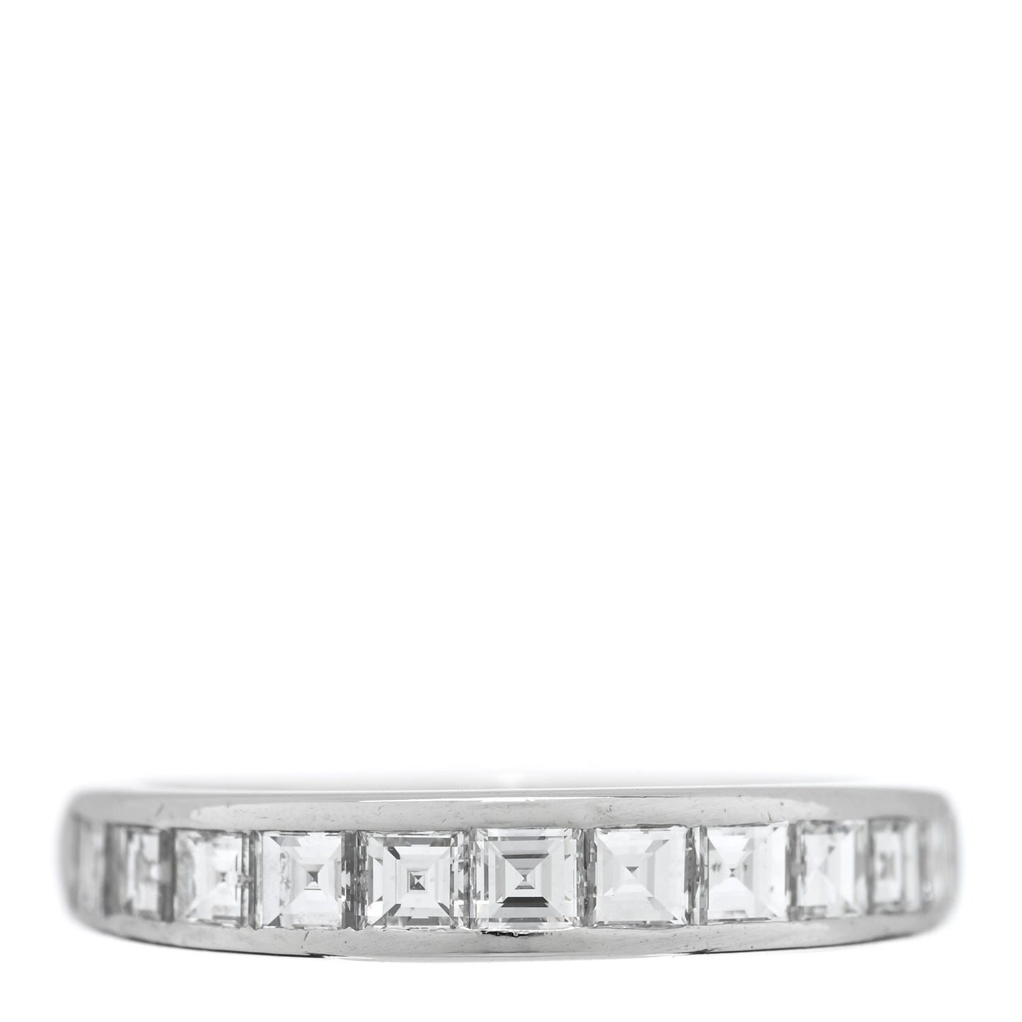 Platinum Diamond Square Cut Half Circle Wedding Band Ring 46 3.75
