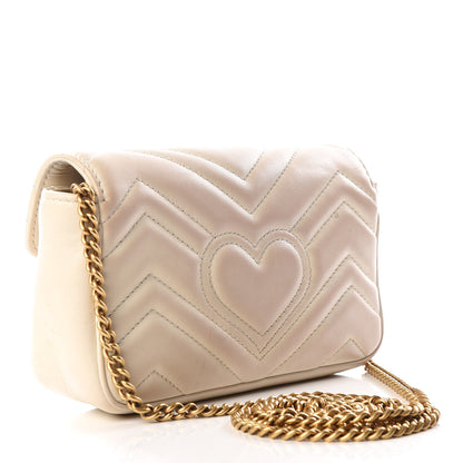 Gucci Calfskin Matelasse Super Mini GG Marmont Shoulder Bag White 2 of 14