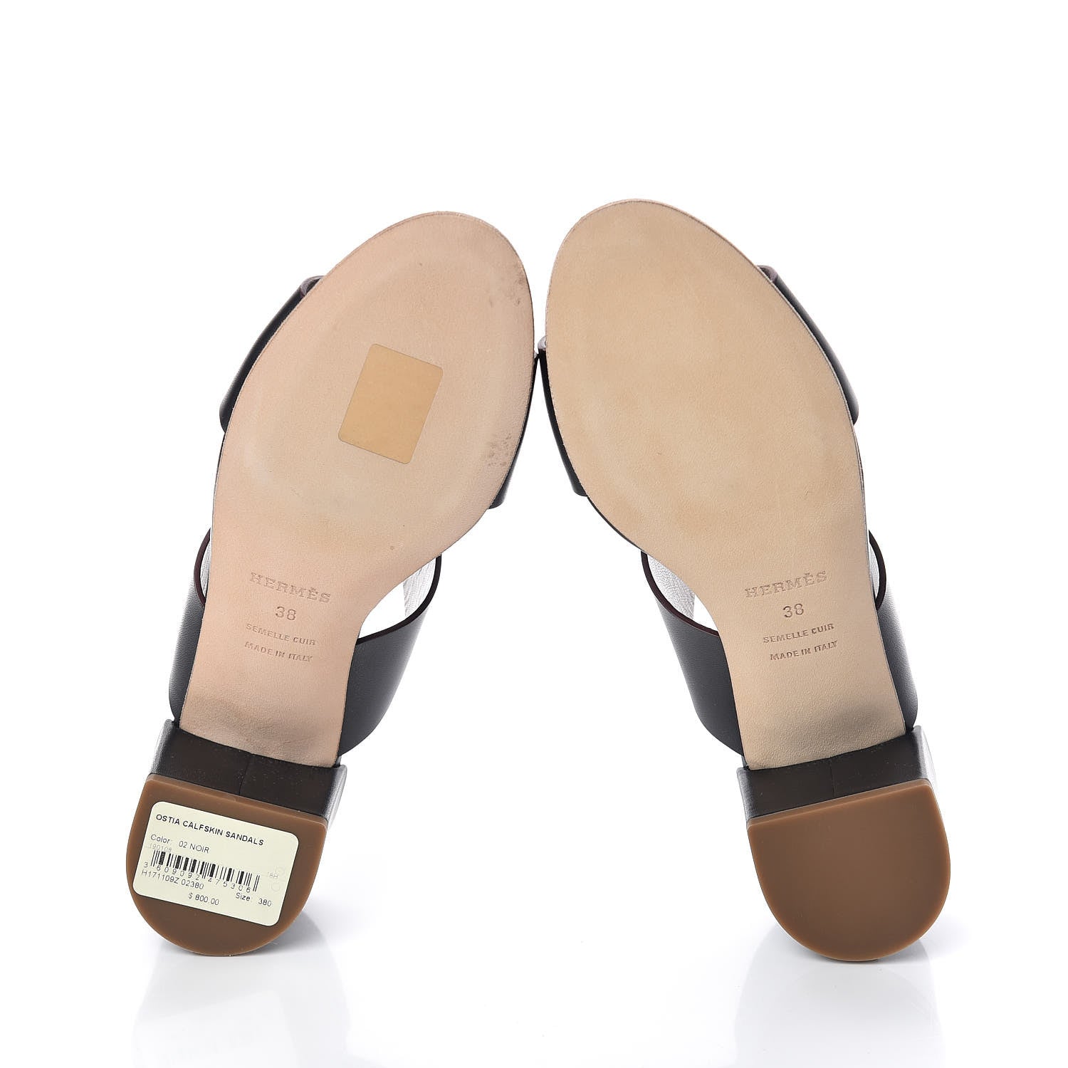 Hermes Calfskin Ostia Sandals 38 Black 8 of 9