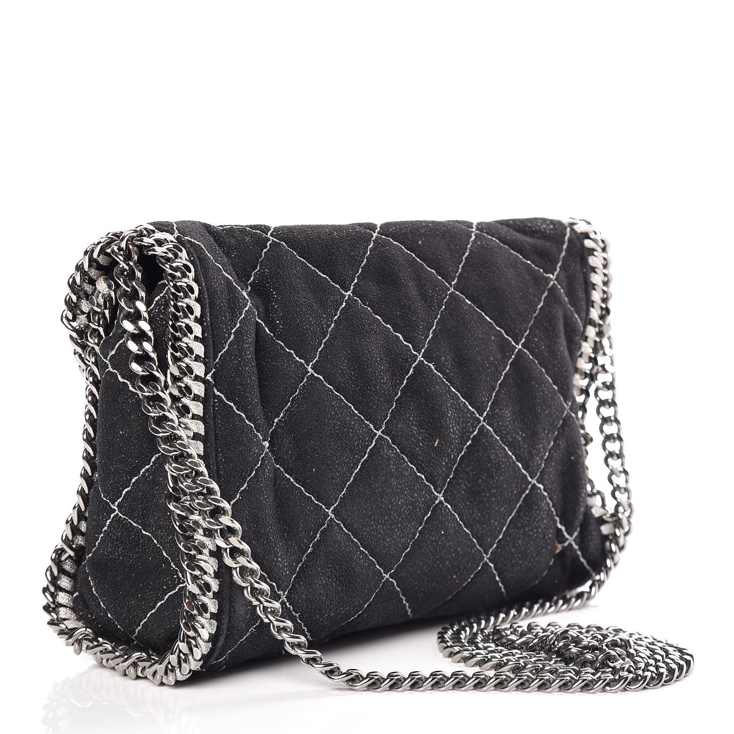 Stella McCartney Shaggy Deer Quilted Mini Falabella Black 3 of 9