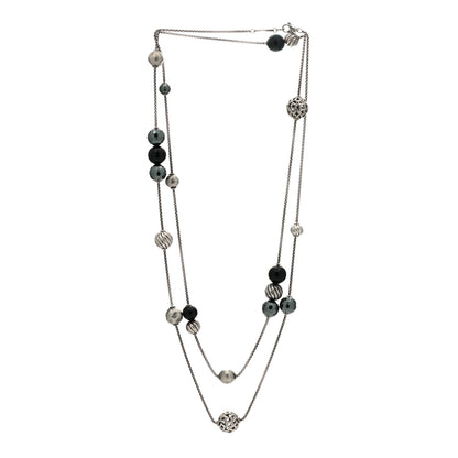 David Yurman Sterling Silver Black Onyx Hematine Elements Station Necklace 2 of 3