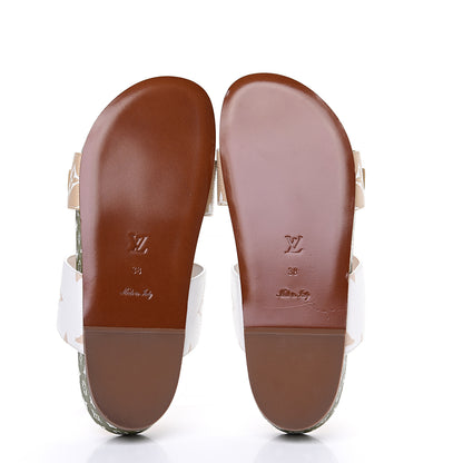 Louis Vuitton Monogram Giant Bom Dia Flat Mule Sandals 38 White Moka 5 of 9