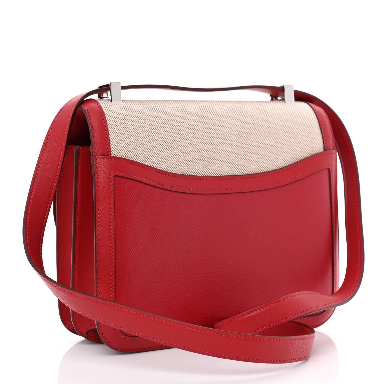 Hermes Swift Toile H Berline Constance 24 Rouge Piment Ecru 3 of 11