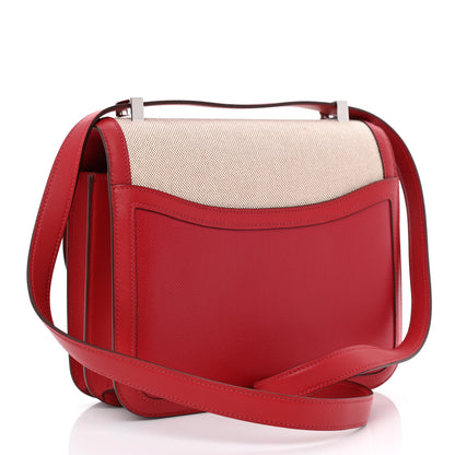 Hermes Swift Toile H Berline Constance 24 Rouge Piment Ecru 3 of 11
