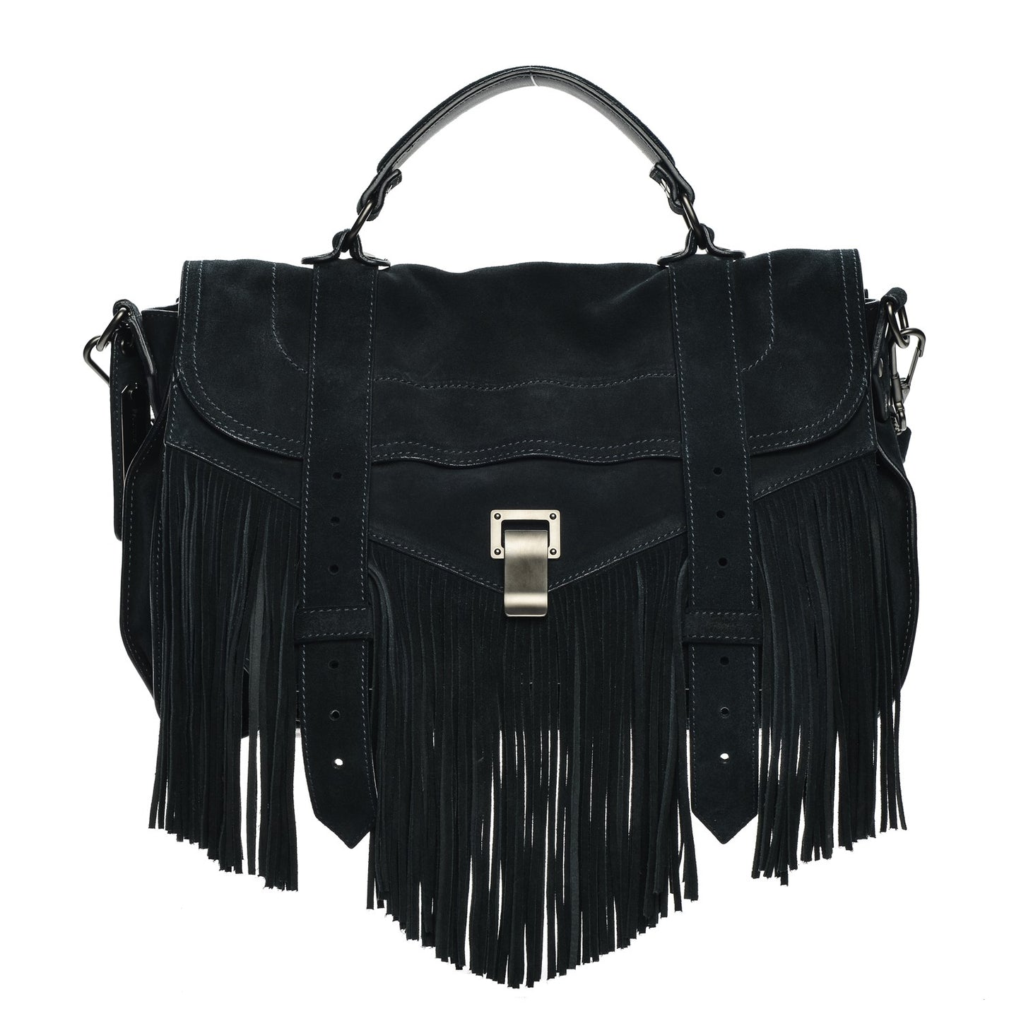 Suede Fringe Medium PS1 Satchel Navy