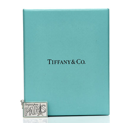 Tiffany Sterling Silver Enamel Paris Postcard Charm Blue 5 of 5