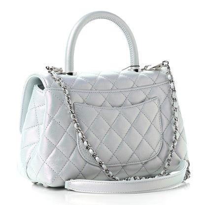Chanel Iridescent Caviar Quilted Mini Coco Handle Flap Light Blue 3 of 9