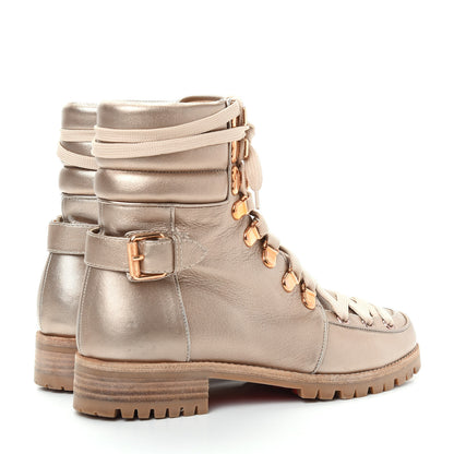 Christian Louboutin Metallic Calfskin Womens Who Runs Flat Boots 38.5 Colombe 4 of 9