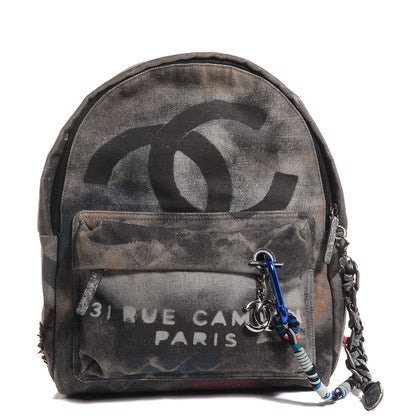 Chanel Graffiti Printed Canvas Medium Backpack Grey 1 of 7