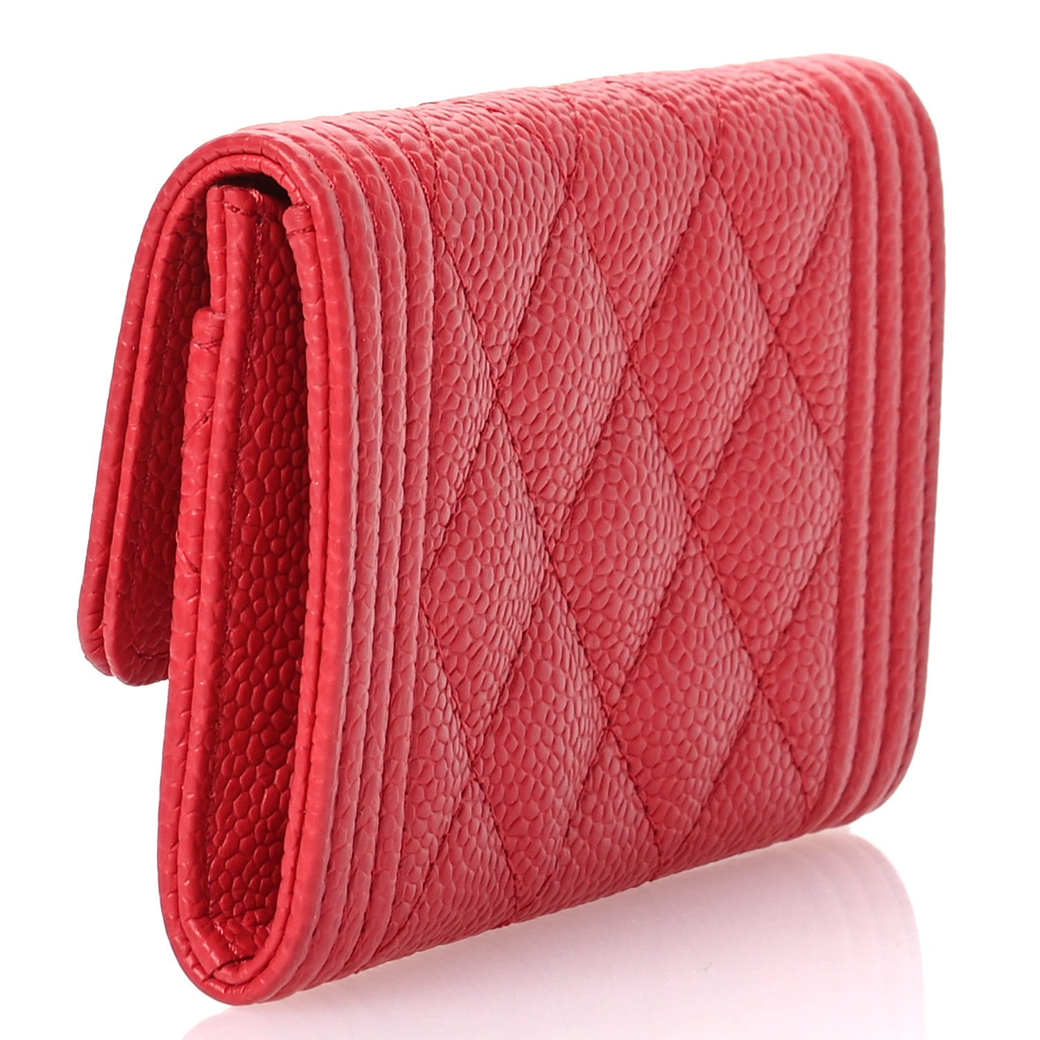 Chanel Caviar Quilted Boy Flap Card Holder Wallet Red 3 of 9