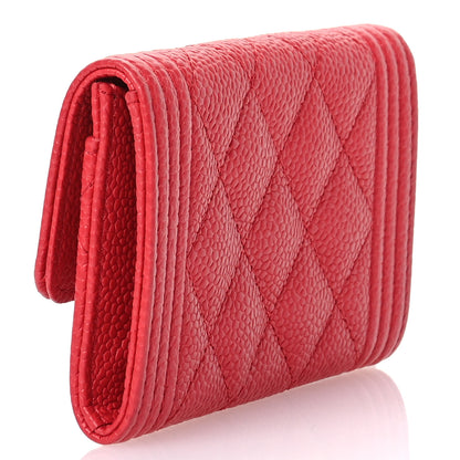 Chanel Caviar Quilted Boy Flap Card Holder Wallet Red 3 of 9
