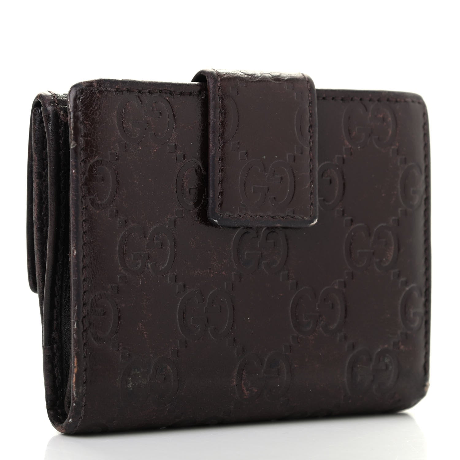 Gucci Guccissima Metal Bar French Flap Wallet Dark Chocolate 3 of 18