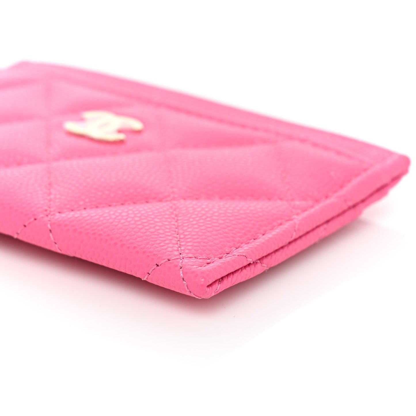 Caviar Quilted Card Holder Pink