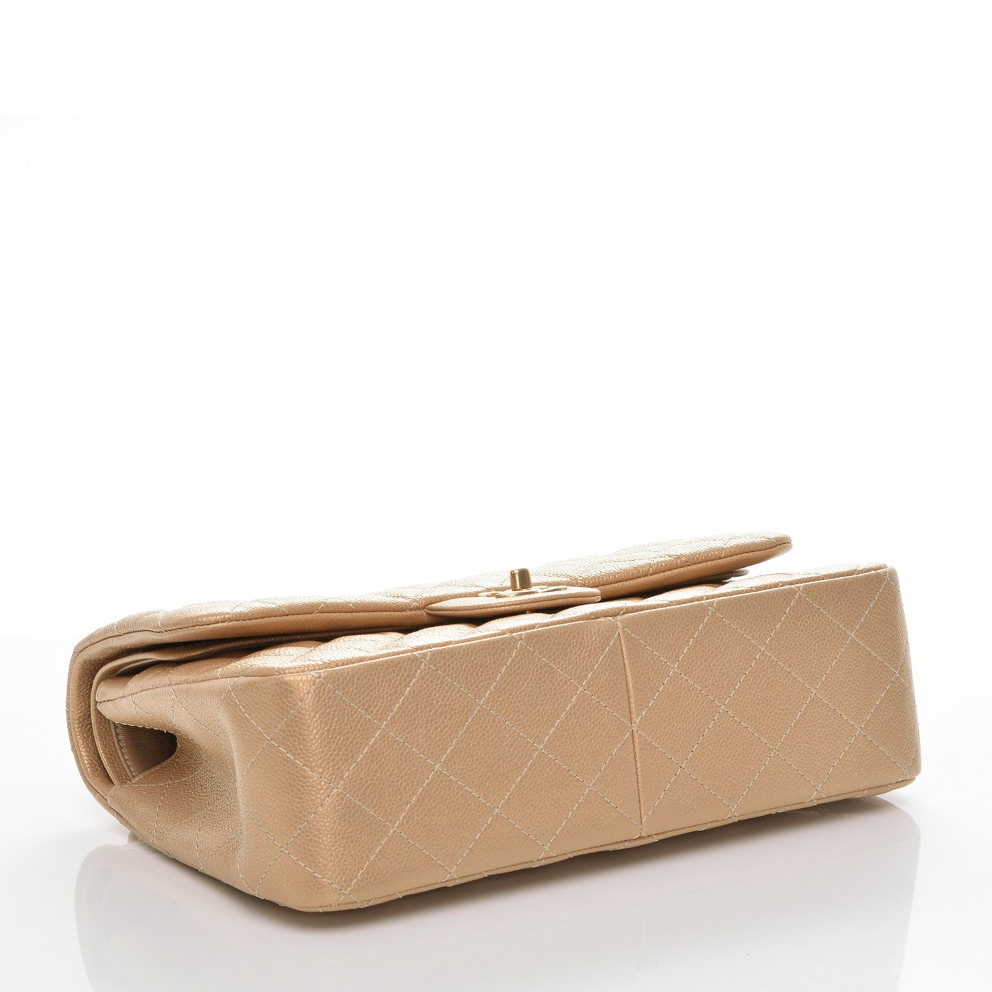 Pearly Caviar Quilted Jumbo Double Flap Gold