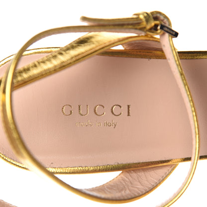 Gucci Malaga Kid Horsebit Platform Sandals 40 Gold 7 of 9