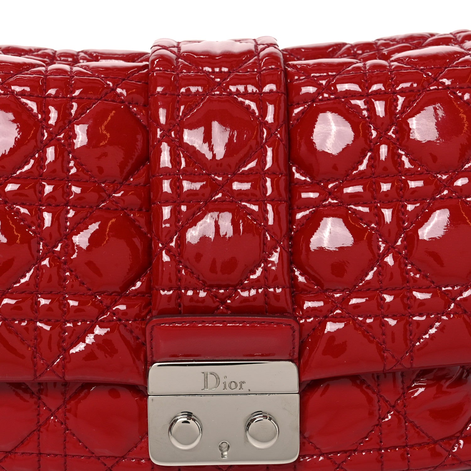 Christian Dior Patent Cannage Large Miss Dior Flap Red 8 of 10