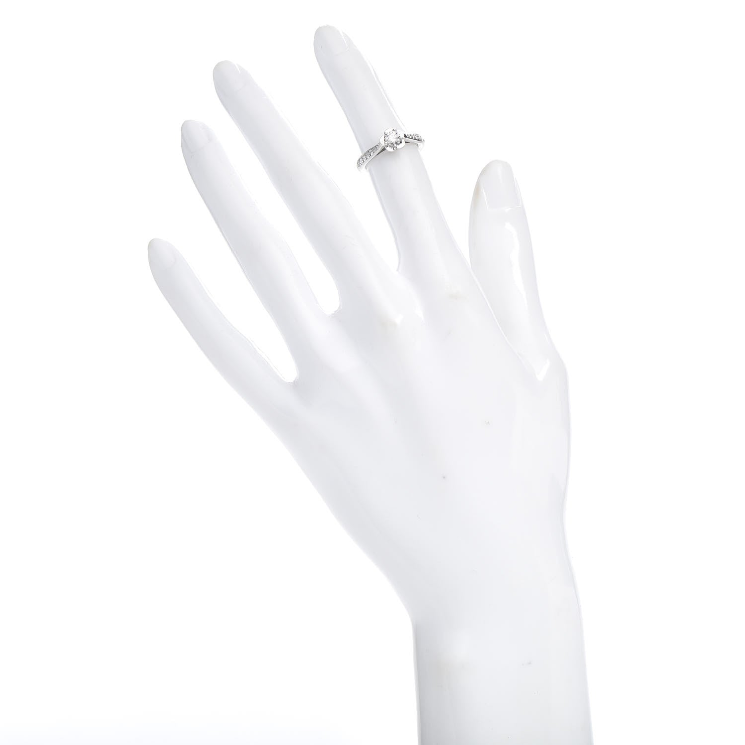 Chanel Platinum Diamond .26ct Camelia Ring 46 3.75 2 of 6