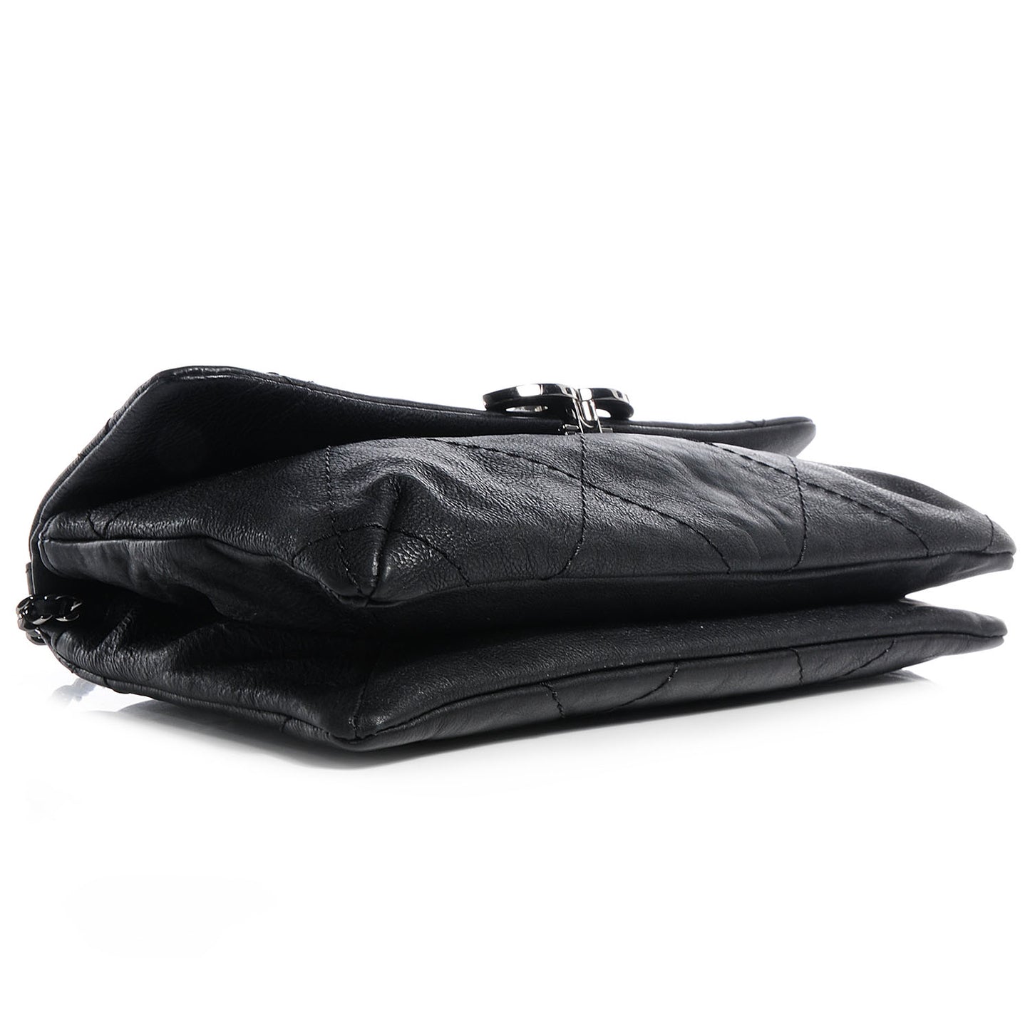 Washed Calfskin Hamptons Mini Flap Bag Black