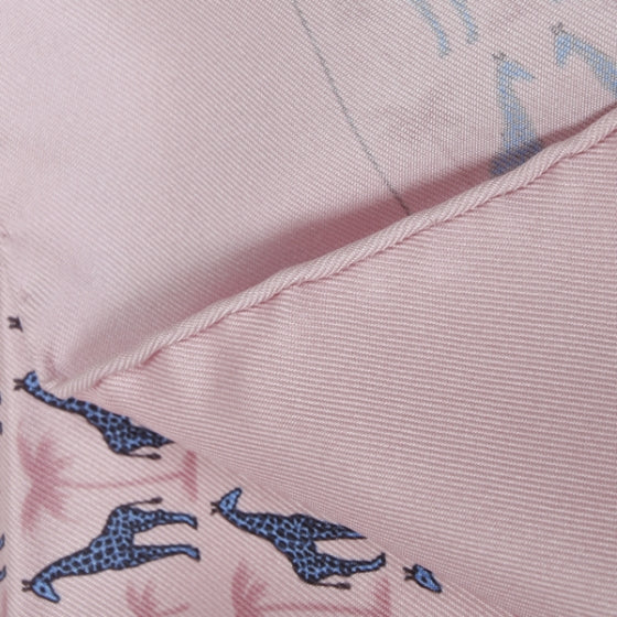 Silk Giraffes Pocket Square Scarf Pink